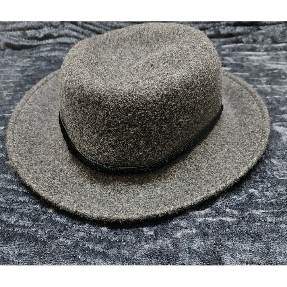 Christian Siriano New York Gray Fedora Hat 100% Wool,Hat Band